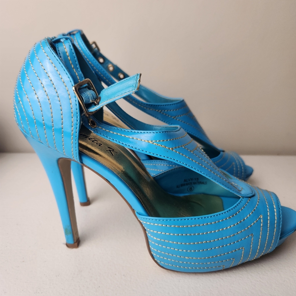Damita K Peep Toe Heel Blue Women's 8